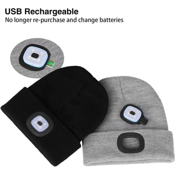 Unisex Beanie Hat with The Light Gifts for Women Men Dad Father USB Rechargeable - Picture 4 of 6